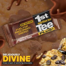 1st Tee Plus+ Chocolate Peanut Bars Great Snack bar to Keep you Cool & Focused when Playing your Favorite Sport | Healthy Snacks Golf Nutrition Bar 25.32-Ounce box (12 count)