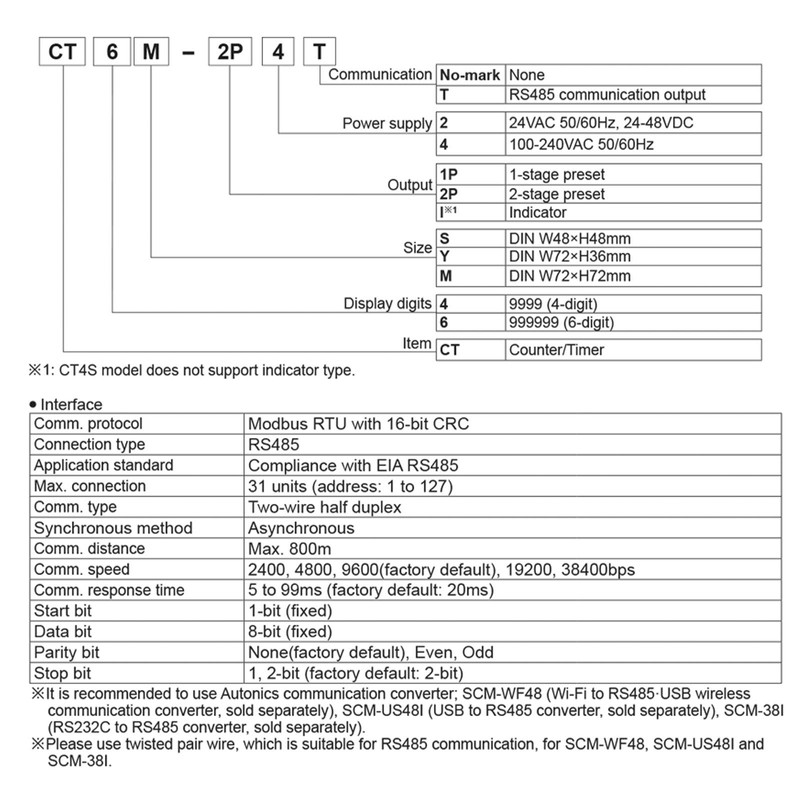 Autonics Korea Digital Timer & Counter CT6S-1P4 Single preset Various