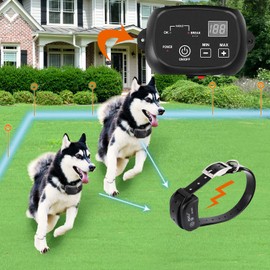 COVONO Electric Dog Fence, Wired Pet Containment System, Aboveground/Underground Installation, 650 Ft Wire, IP66 Waterproof Rechargeable Collar, Shock/Tone Correction Mode, 2 Collars