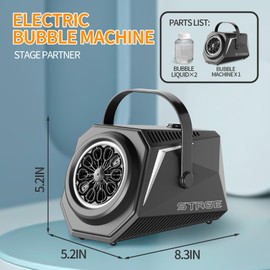 Automatic Bubble Machine: Gatherings and Weddings | Battery Operated Bubble Machine, Handheld, Party Atmosphere Creator, Best Gift for Birthday Party Games（Black）