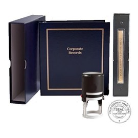 Hubco LLC Kit (Black) - Binder, Slipcase, Operating Agreement, Membership Certificates, Index Tabs & Black R-542 Self-Inking LLC Seal Stamp