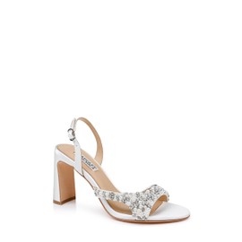 Badgley Mischka Women's JENESIS Heeled Sandal, SOFT WHITE, 7.5