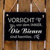 Weatherproof Slate Sign with Bees Motif "Vorsicht vor dem Imker"