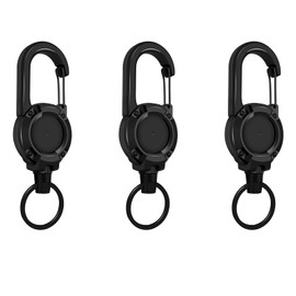 3 PCS Retractable Keyring, Heavy Duty Retractable Keychain with 60cm Steel Wire Extendable Lanyard Retractable Badge Holder Badge Reel with Carabiner