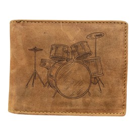 FFelsenfest Wallet with Musical Instrument Motif, RFID Protection, Approx. 12.5 x 10 x 2.5 cm, Drum kit, coin purse
