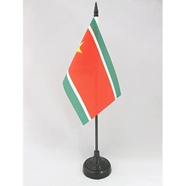 Guadeloupe Independentist Table Flag 4'' x 6'' - Guadeloupean Desk Flag 15 x 10 cm - Black plastic stick and base - Drapeau Guadeloupe indépendant AZ FLAG