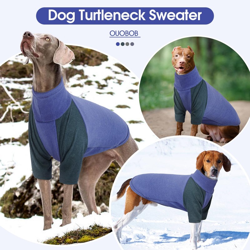 OUOBOB Dog Coat Turtleneck Stretchy Dog Sweater, Soft Dog Cold