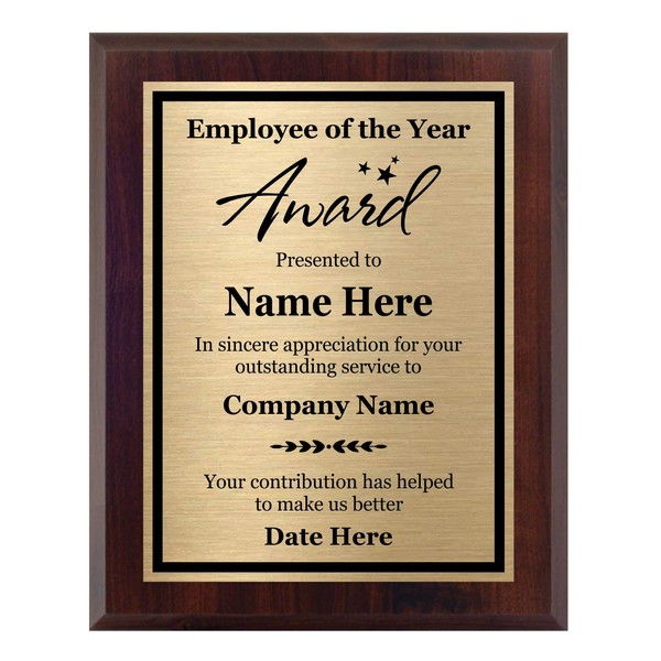 Employee of the Year Award 8x10 - Personalized Wood Plaque