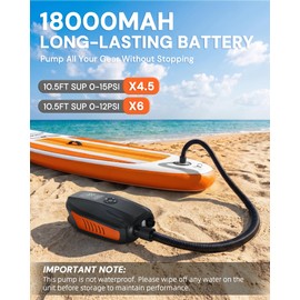 Falmets Paddle Board Electric Pump, 18000mAh Rechargeable 20PSI High Pressure SUP Pump, Intelligent Dual Stage Inflation & Deflation, Auto-Off for Stand Up Paddle Boards, Surfing Kite, Tent, Boat