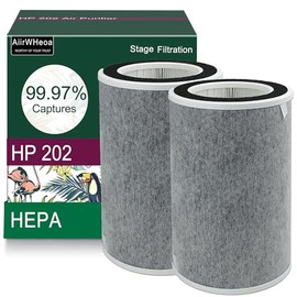 HP202 HP201 True HEPA Air Purifier MAX Filter Compatible with Shark HP200 Series, HP202, HP201, HP232, HP302 and HC502, Part # HE2FKBAS, HE2FKBASMB, 2 Pack