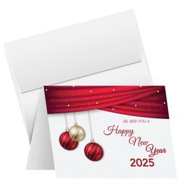 2025 Happy New Year Cards and Envelopes, Great for Christmas New Year's Party Invitations, Business and Corporate, Announcements, Complimentary Cards to Gifts Presents – 4.25" x 5.5" – 10 per Pack
