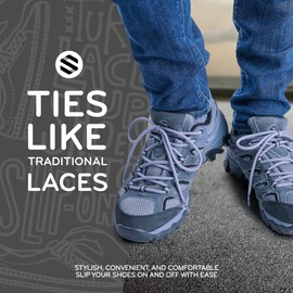 THE ORIGINAL STRETCHLACE - Round Shoelaces, No-tie Elastic Shoelaces, Stylish Shoe Laces for Elderly, Kids, and People with Special Needs, Grey, 45in