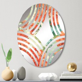 Expressive Collage of Geraniums: Blue and Orange - Geraniums Baptist Fan Floral - 20x30 Inches - Oval Decorative Wall Mirror For Bathroom, Bedroom, Entryway, Living Room, Vanity Room and Modern Décor