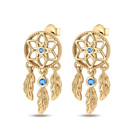 Cycuff 925 Sterling Silver Earrings Studs Colorful Cubic Zirconia Jewelry Stud Earrings for Women Set Earring Gifts for Her (Dreamcatcher K Gold Stud Earrings)