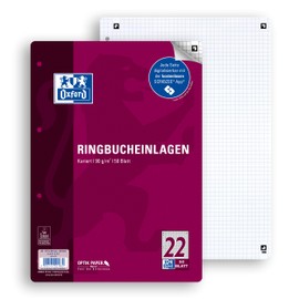 Oxford 400131466 Ring Binder Inserts A4 50 Sheets Line Style 22 Squared Without Margin 90 g/m² Paper SCRIBZEE Compatible