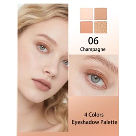 4 Colors Neutral Eyeshadow Palette, Matte Shimmer Eye Shadow, Highly Pigmented Long Lasting Waterproof Eye Shadow Palette Makeup, Sombras Para Ojos, Champagne Eyeshadow Makeup Beauty Gift for Woman 06