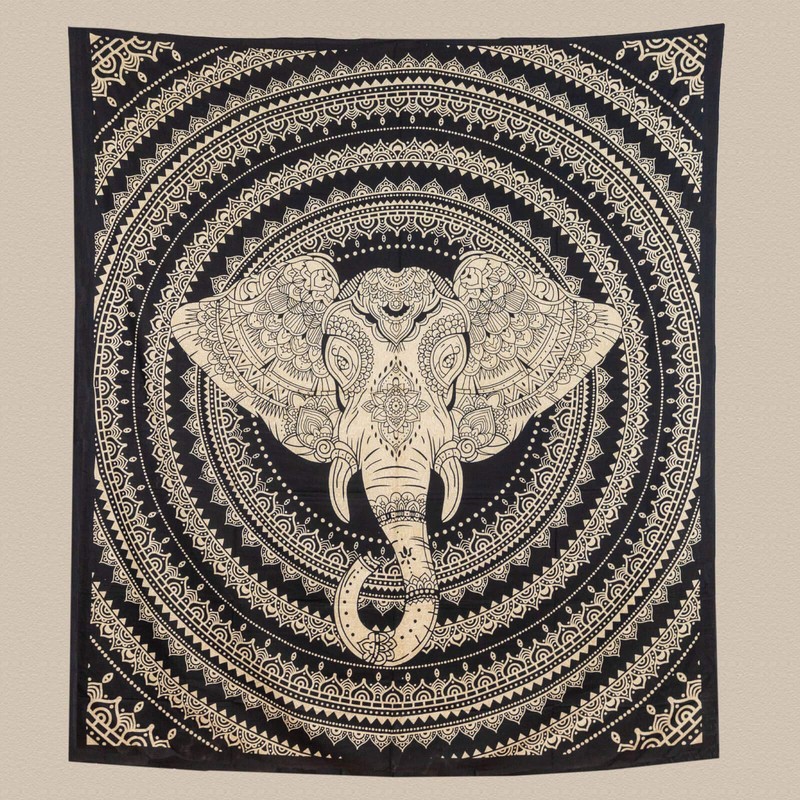 Kunst und Magie Bedspread Wall Hanging Decorative Cloth Elephant Mandala