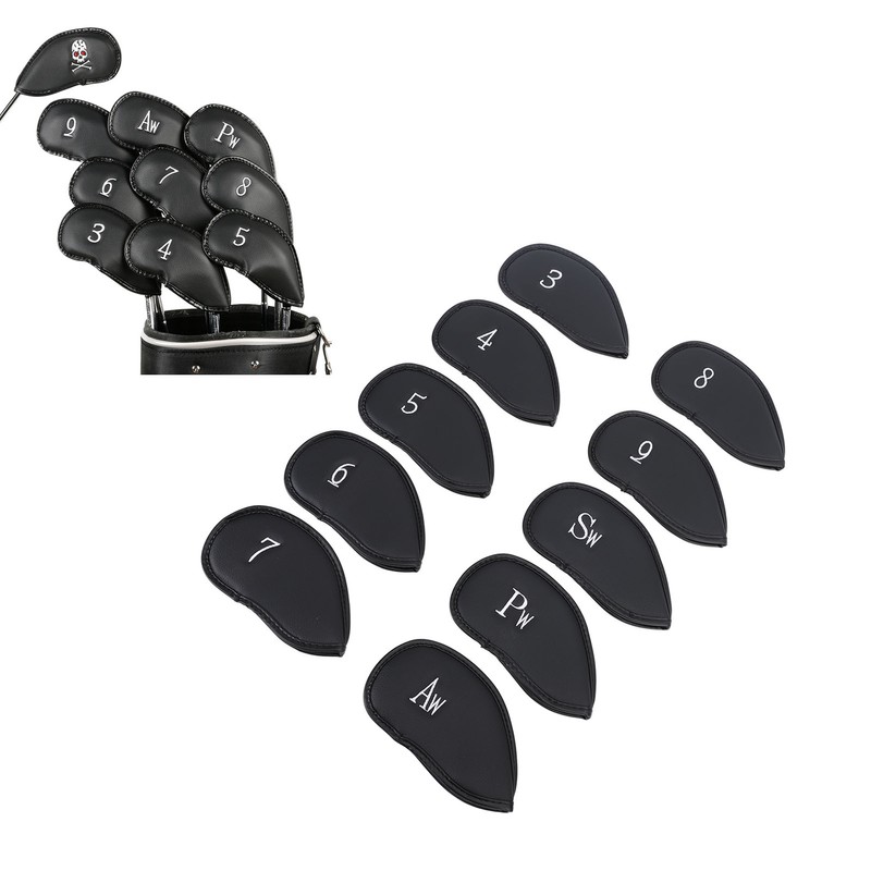 10PCS Golf Club Head Cover PU Leather Protective Abrasion Resistant