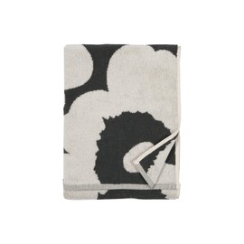 MARIMEKKO Unikko Terry Cotton Hand Towel (Charcoal) – Floral Patterned Hand Towels – 28 in x 20 in