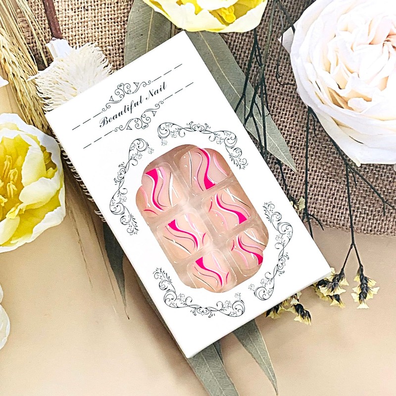 FIEONCIY Press on Toenails with Designs Acrylic Fake Nails for