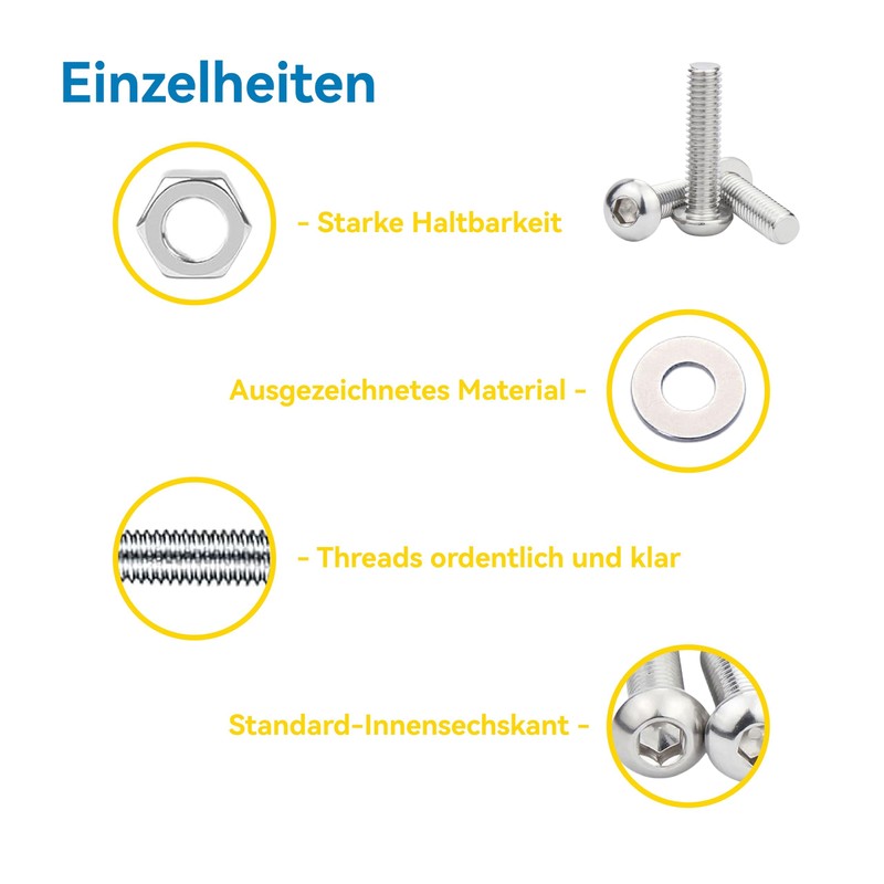 WZHUIDA 330 Piece M4 Screws Set, Stainless Steel Rounded Head