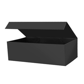 LuWeiQian Gift Boxes 12x7x4 Inches, Groomsman Rectangle Collapsible Box with Magnetic Lid, Large Wrap Cardboard Paper Shipping Storage Case, Presents Box for Wedding Christmas Birthdays (Matte Black)