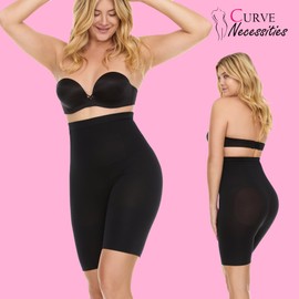Curve Necessities Women's Shapewear Tummy Control Shorts (Seamless Moderate Compression) Waist Trainer - High-Waisted Thigh Slimmer Black
