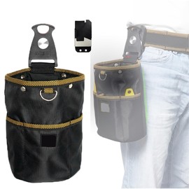 Prudencrose Waist Bag, Tool Pouch, Wide Opening, Belt Attached, Attaches to Belts, Removable, Convenient for Removing and Removing, Property Storage, Nylon, Waterproof, Durable, For Electrical Work