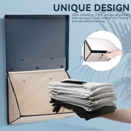 YINEU Shower Mirror for Shaving,Bathroom Mirror with Storage,Shower Mirror 14.5" W x 12" H,Foldable Bathroom Organizer,Mirror for Wall,Bathroom Decor,Locker Mirror,Shower Accessories