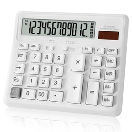 Desk Calculator 12 Digit with Big Buttons, Desktop Dual Power Calculator with Large Display for Office, School, Home