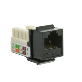 Cat5e Keystone Jack, RJ45 Female (UTP) to 110 Punch Down Connector, CableWholesale, Black
