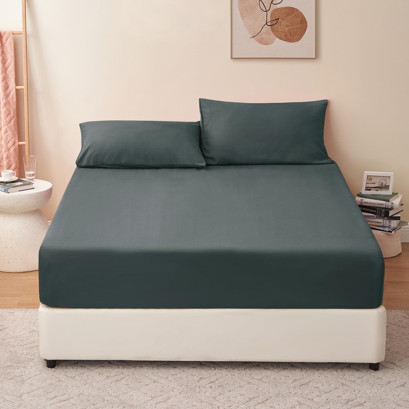 RUIKASI Double Fitted Sheet Deep - Dark Grey Bottom Sheet