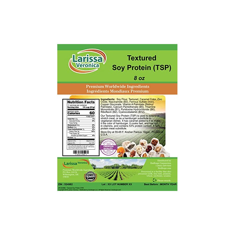 Larissa Veronica Textured Soy Protein (TSP) (8 oz, ZIN: 524982)
