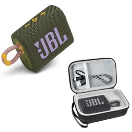 JBL Go 3 Portable Waterproof Wireless Bluetooth Speaker Bundle with Premium Carry Case (Green)