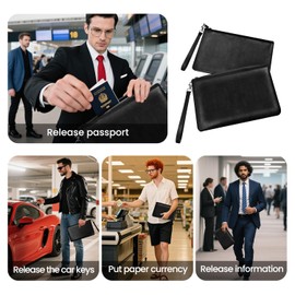 6400°F Fireproof Money Bag 2pcs, Fireproof Document Bags, Bank Cash Bag with Zipper & Strap, Suitable for A5 Documents, Bank Inventory, Passport (Black)