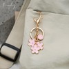 Cute Keychain Pink Flower Initial Letter Keychains for Women Flower