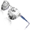 GQUEEN Sunglasses for Women and Men, Mirrored, Large, Round, UV400,