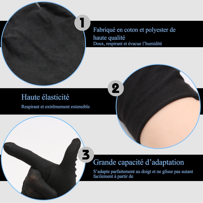 BORISCA 11 Paar schwarze Baumwollhandschuhe, schwarze Handschuhe für Männer und