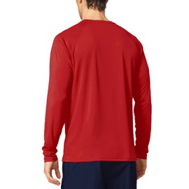 BALEAF Men's Sun Protection Shirts UV SPF T-Shirts UPF 50+ Long Sleeve Rash Guard Fishing Running Quick Dry Tomato Size XL