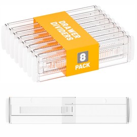 Yieach 8 Pack Acrylic Drawer Dividers for Clothes,3.2 Inch Shallow Dividers for Drawers -Expandable from 12.3"-17"-Plastic Plastic Drawer Dividers for Dresser,Baby Clothing,Underwear,Kitchen or Office