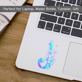 3 x Monogram Letter, Initial Decal, Single Letter Monogram, Vinyl Decal for Tumbler, Floral Alphabet Sticker, Botanical Alphabet Vinyl Decal, Last Name Vinyl Initial Decal, Set of 3