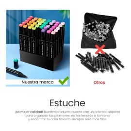 Set de 100 Plumones Raganet Doble Punta Pincel, Marcadores para Colorear y Dibujar