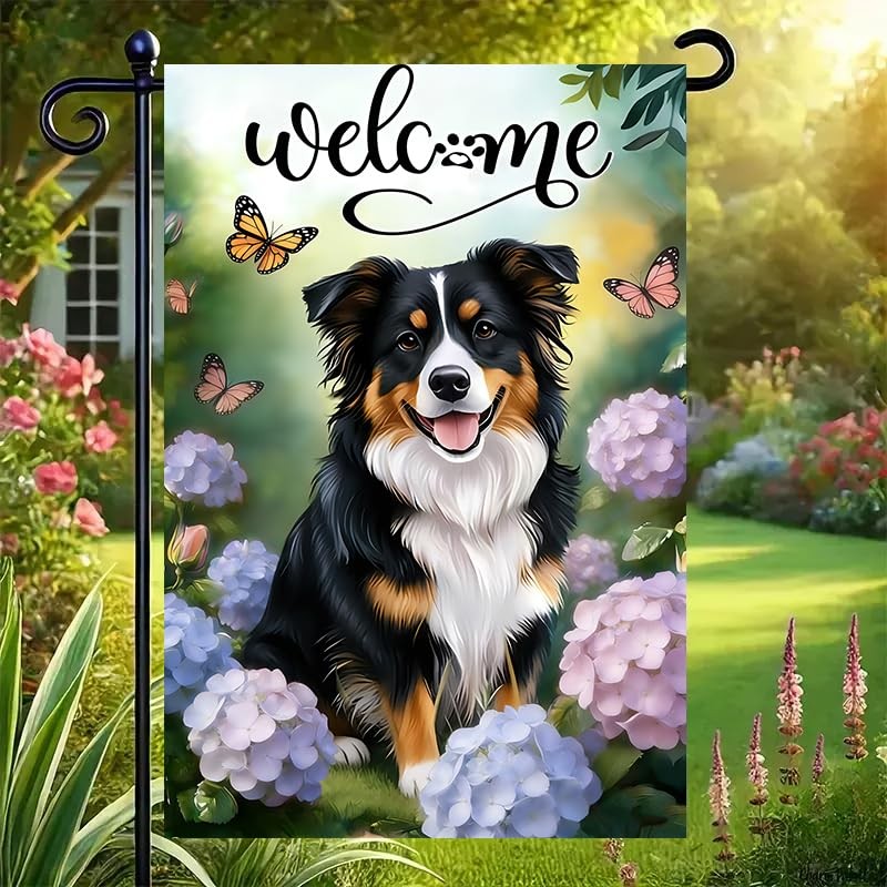 Australian Shepherd Spring Summer Garden Flag 12x18 Double Sided
