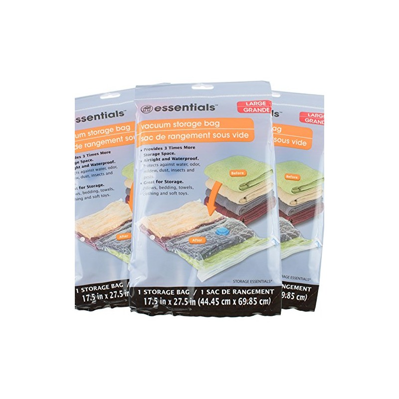 3 NEW ESSENTIALS Large VACUUM STORAGE BAG SPACE SAVER 17.5
