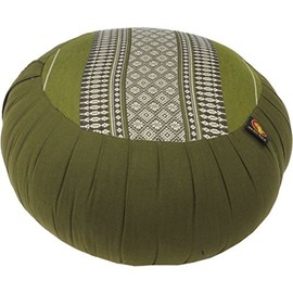 GURU SHOP Round Meditation Cushion, Yoga Cushion, Seat Cushion, Floor Cushion, Decorative Cushion - Green/Grey, 20 x 35 x 35 cm, Meditation Cushion & Seat Cushion