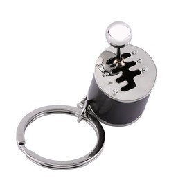 Car Shifter Keyring, Six Speed Manual Transmission Fidget Toy Keychain, Mini Car Gear Stick Knob Keyring (Black)