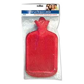 Megaplast Borsa dell'acqua calda 2 litri,in lattice naturale di alta qualità con superficie lamellata,borsa acqua calda ideale per alleviare dolore collo,spalla, mani, reumatismi, Rosso