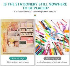 Miawtro Schreibtisch Organizer, Kann als Stiftehalter Stifteköcher,Büro Organizer mit Bücherrega,10 Löcher Schreibtisch Organizer,Tisch Organizersuitable für Studiertische und Büroschreibtische