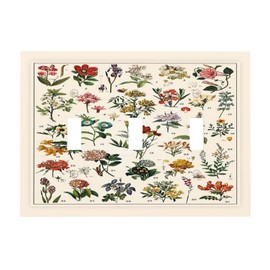 Wildflowers 3 Gang Light Switch Cover Flower Decorative Wall Plate Triple Toggle Electrical Switchplate Covers for Bathroom Home Decor Mid Size