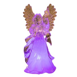 Zcargel Clear Acrylic Angel Figurine Acrylic Crystal Cherub Night Light LED Lighted Angel Statue Glass Cherub Figurine Crystal Angel LED Figurine Gifts for Birthday Christmas Home Decktop Decor